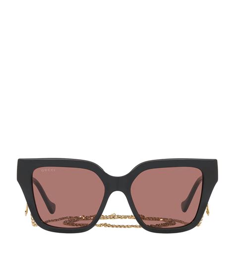 gucci medium rectangle sunglasses|gucci rectangular sunglasses with chain.